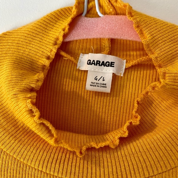 Garage stretch knit, lettuce edge mock neck tee - Picture 2 of 2